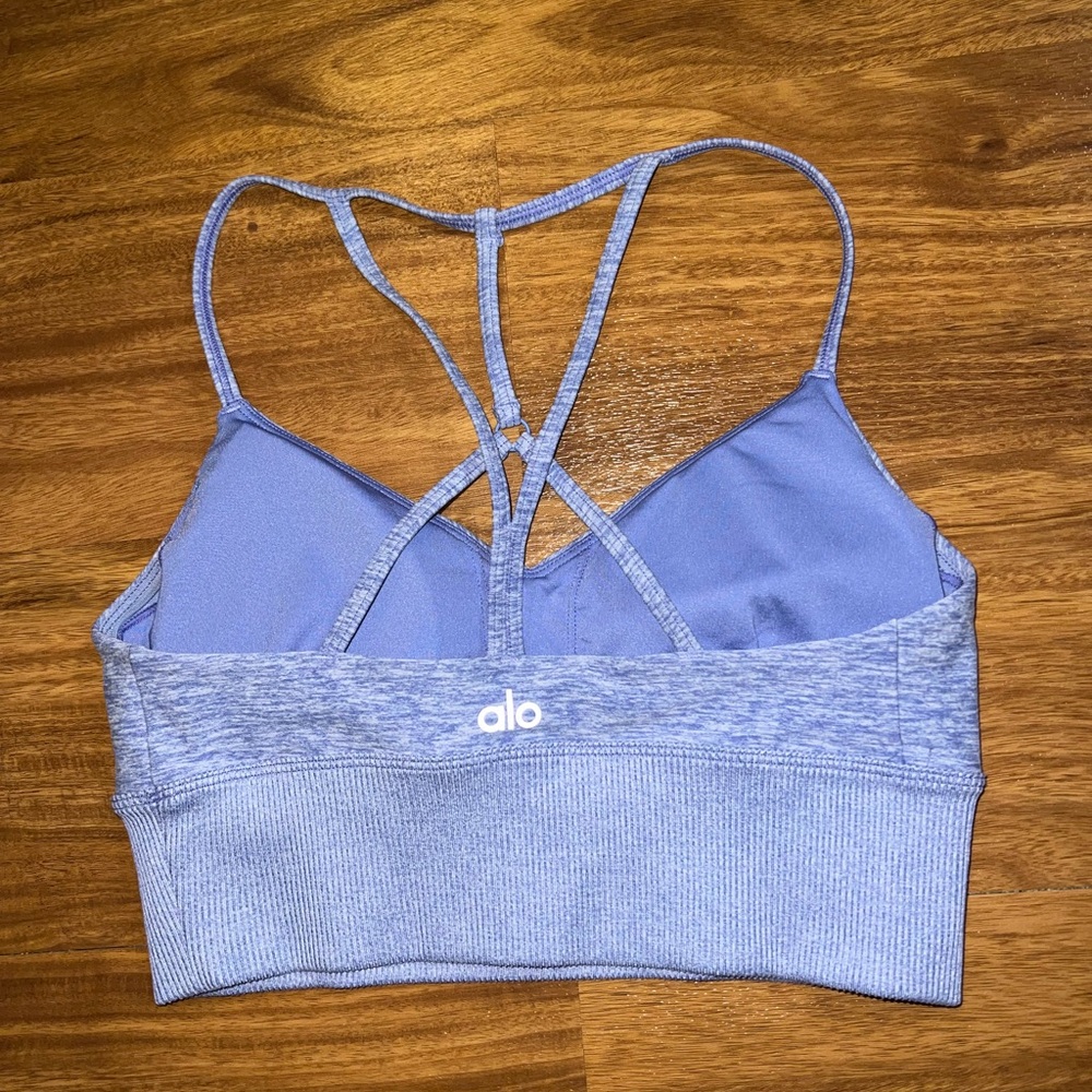 ALO Yoga Lavish Blue Strappy Racerback Sports Bra